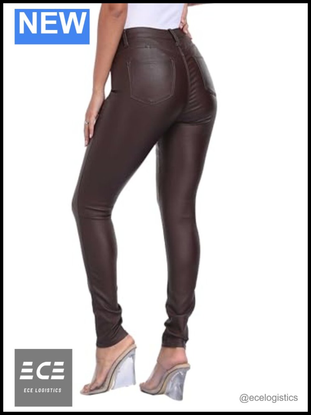 Faux Leather PU Coated Leggings High Rise Skinny Butt Lifting